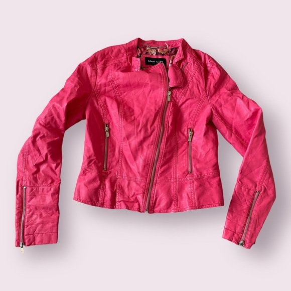 Black Rivet Faux Leather Pink Crop Jacket - Picture 1 of 6